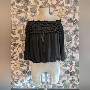 Max Studio- Ruffle Blouse- Black- Size S